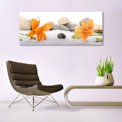 Plexiglas® Wall Art Flower stones floral grey yellow