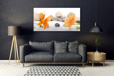 Plexiglas® Wall Art Flower stones floral grey yellow