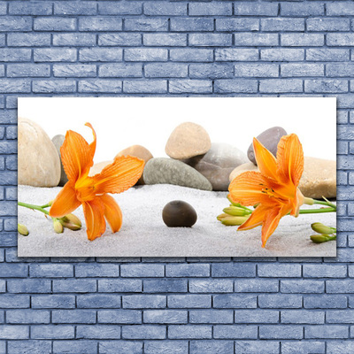 Plexiglas® Wall Art Flower stones floral grey yellow