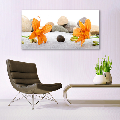 Plexiglas® Wall Art Flower stones floral grey yellow