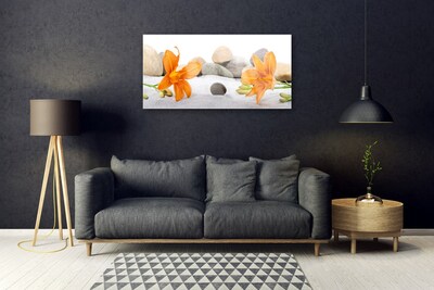 Plexiglas® Wall Art Flower stones floral grey yellow