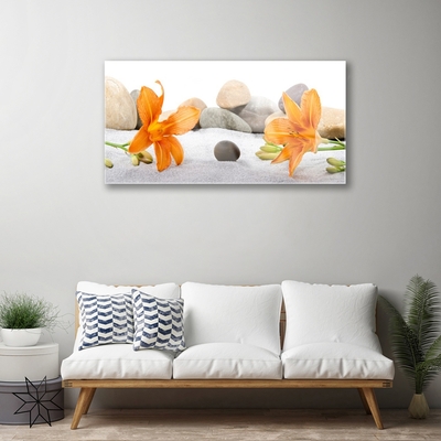 Plexiglas® Wall Art Flower stones floral grey yellow