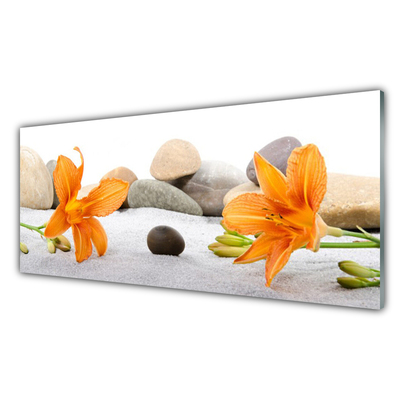 Plexiglas® Wall Art Flower stones floral grey yellow