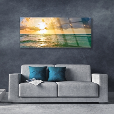 Plexiglas® Wall Art Sun sea landscape yellow green