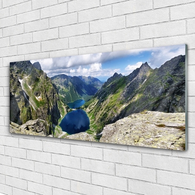 Plexiglas® Wall Art Mountain lake landscape grey green blue