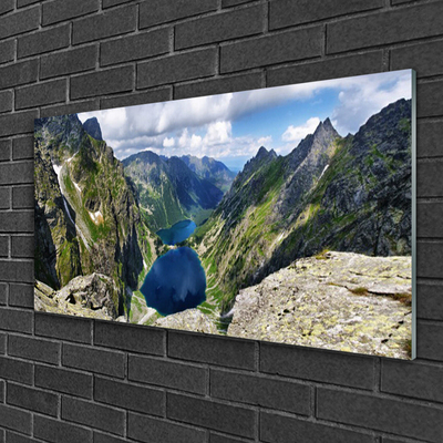 Plexiglas® Wall Art Mountain lake landscape grey green blue