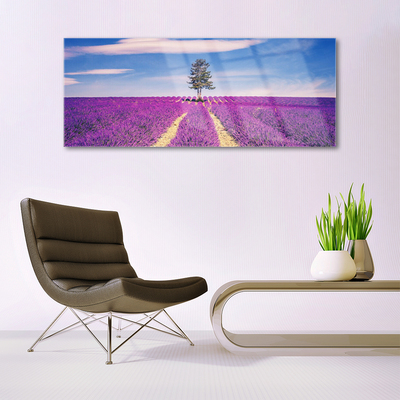 Plexiglas® Wall Art Meadow tree landscape pink brown