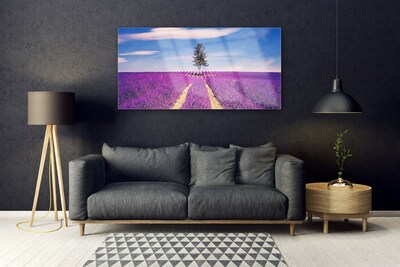 Plexiglas® Wall Art Meadow tree landscape pink brown