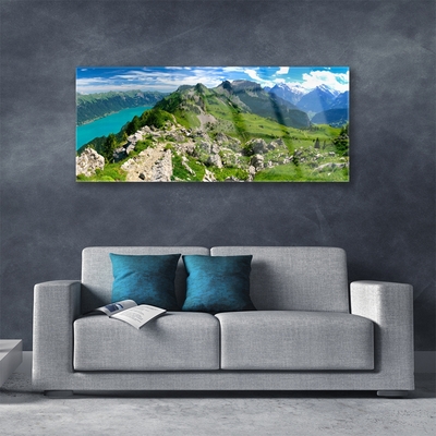 Plexiglas® Wall Art Mountains nature grey green