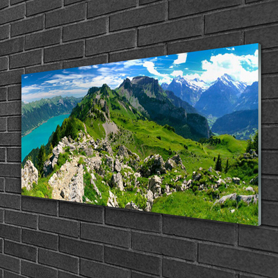 Plexiglas® Wall Art Mountains nature grey green