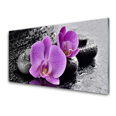 Plexiglas® Wall Art Flower stones floral pink black grey