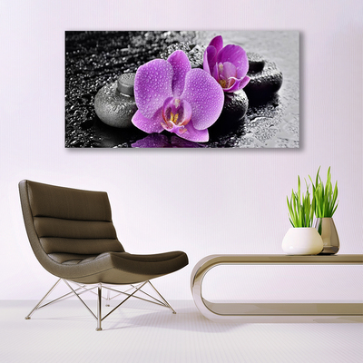 Plexiglas® Wall Art Flower stones floral pink black grey