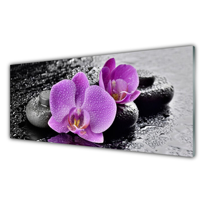 Plexiglas® Wall Art Flower stones floral pink black grey