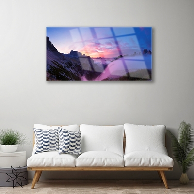 Plexiglas® Wall Art Mountains landscape black purple