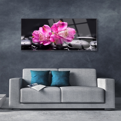 Plexiglas® Wall Art Flower stones floral red black