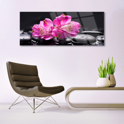 Plexiglas® Wall Art Flower stones floral red black