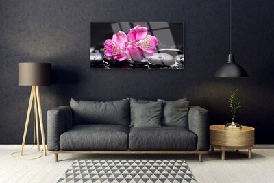 Plexiglas® Wall Art Flower stones floral red black