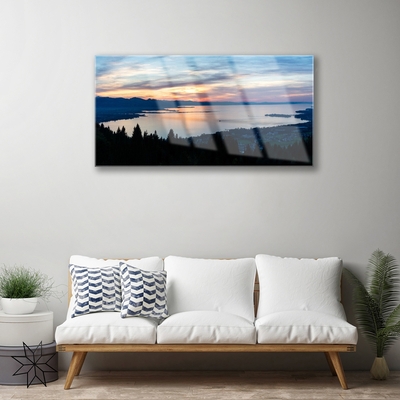 Plexiglas® Wall Art Ocean beach landscape blue yellow black grey