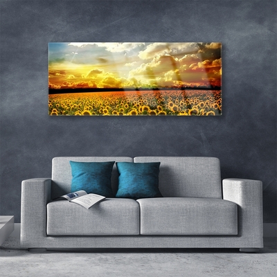 Plexiglas® Wall Art Meadow sunflowers floral yellow brown