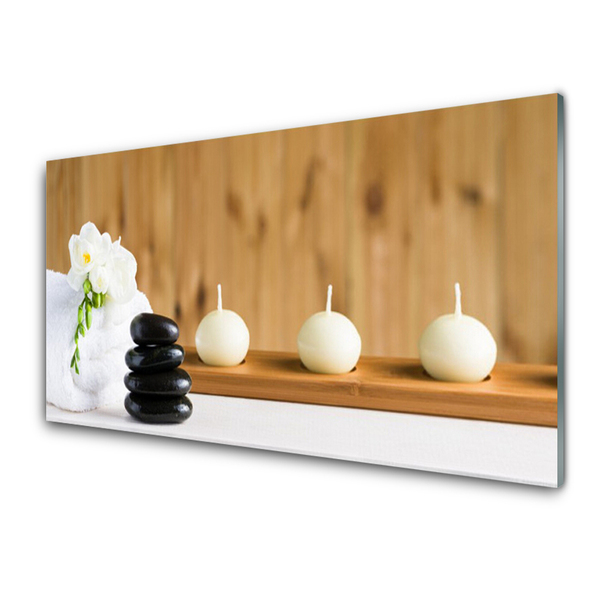 Plexiglas® Wall Art Candles flower stones art white black