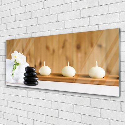 Plexiglas® Wall Art Candles flower stones art white black