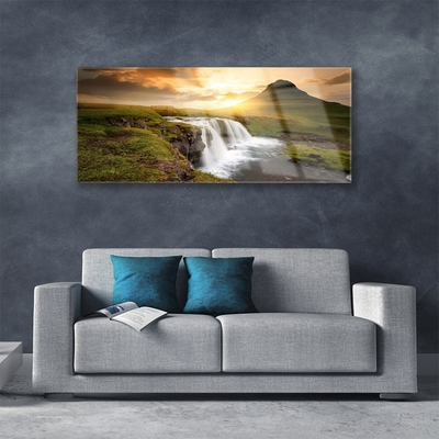 Plexiglas® Wall Art Mountain waterfall nature grey green white