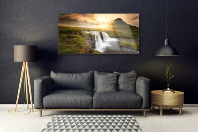 Plexiglas® Wall Art Mountain waterfall nature grey green white