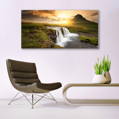 Plexiglas® Wall Art Mountain waterfall nature grey green white