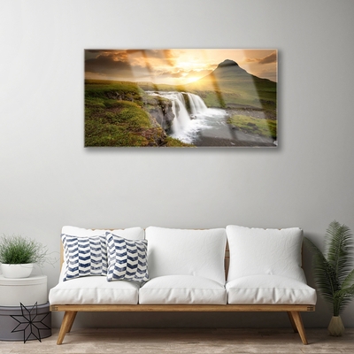 Plexiglas® Wall Art Mountain waterfall nature grey green white