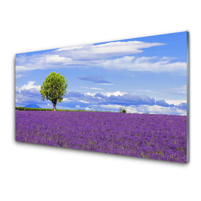 Plexiglas® Wall Art Meadow tree nature brown green pink