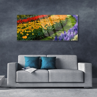 Plexiglas® Wall Art Flowers floral green red yellow purple