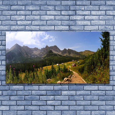 Plexiglas® Wall Art Mountain forest nature grey green