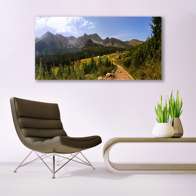 Plexiglas® Wall Art Mountain forest nature grey green