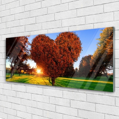 Plexiglas® Wall Art Sun trees nature brown yellow