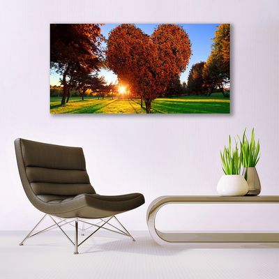 Plexiglas® Wall Art Sun trees nature brown yellow