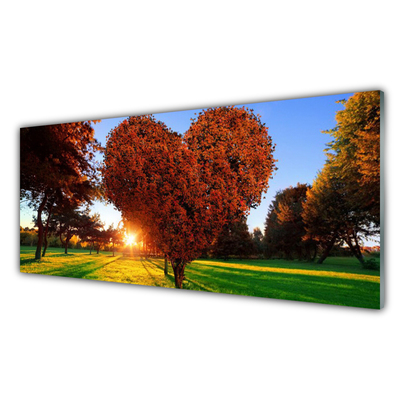 Plexiglas® Wall Art Sun trees nature brown yellow