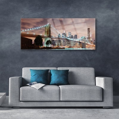 Plexiglas® Wall Art Bridge city architecture brown white