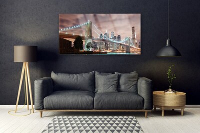 Plexiglas® Wall Art Bridge city architecture brown white