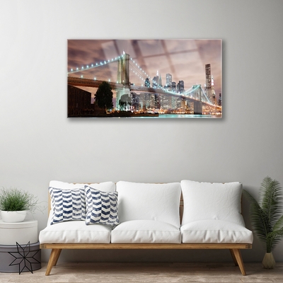 Plexiglas® Wall Art Bridge city architecture brown white