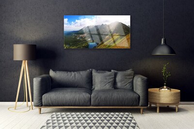 Plexiglas® Wall Art Mountain meadow landscape grey green