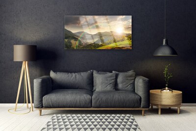 Plexiglas® Wall Art Sun rainbow mountains landscape multi