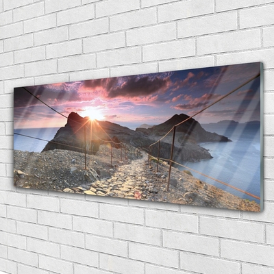 Plexiglas® Wall Art Path sun landscape brown yellow