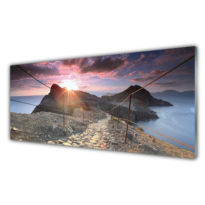 Plexiglas® Wall Art Path sun landscape brown yellow