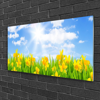 Plexiglas® Wall Art Jonquille sun floral green yellow white