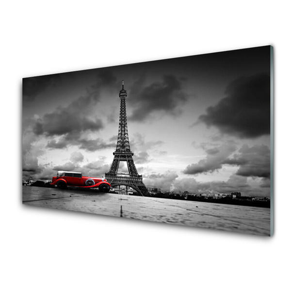 Plexiglas® Wall Art Eiffel tower car architecture grey red