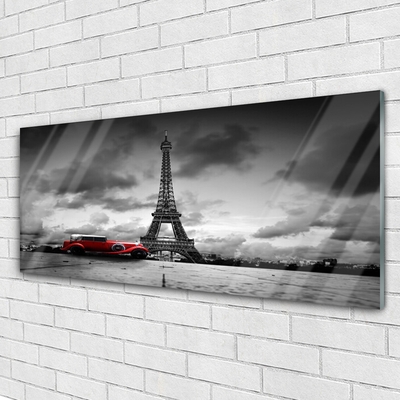 Plexiglas® Wall Art Eiffel tower car architecture grey red