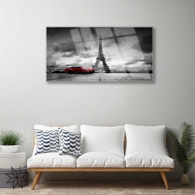 Plexiglas® Wall Art Eiffel tower car architecture grey red