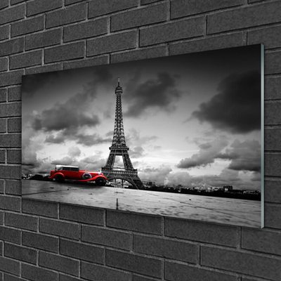 Plexiglas® Wall Art Eiffel tower car architecture grey red