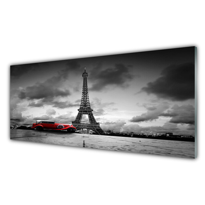 Plexiglas® Wall Art Eiffel tower car architecture grey red