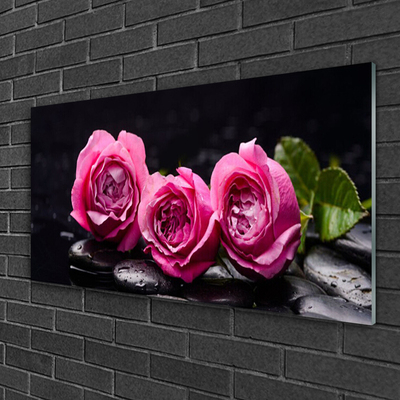 Plexiglas® Wall Art Roses stones floral red black